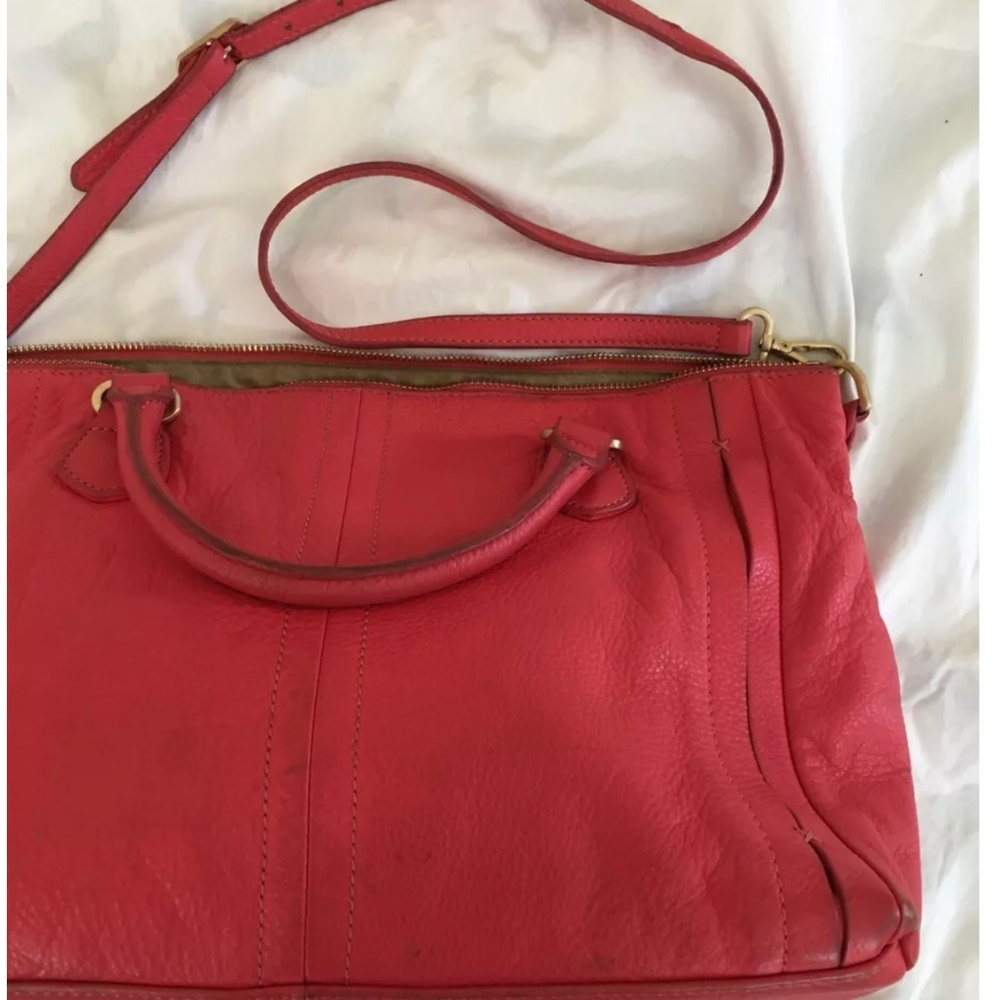 T TAHARI Coral Leather Satchel with shoulder strap